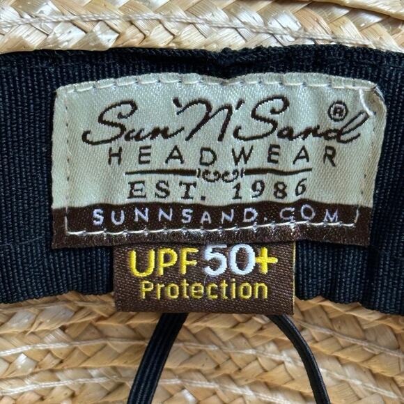 Sun N Sand UPF 50+ oversize straw sun hat very wide brim adjustable black ribbon main image 9